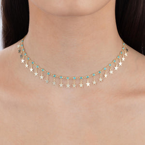  Dangling Star X Turquoise Bezel Choker - Adina Eden's Jewels