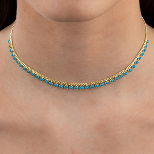  Turquoise Bezel Drop Choker - Adina Eden's Jewels