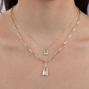  CZ X Solid Lock Link Necklace - Adina Eden's Jewels