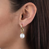  Drop Link X Pearl Stud Earring - Adina Eden's Jewels
