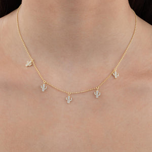  Pavé Dangling Cactus Necklace - Adina Eden's Jewels