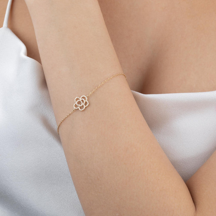  Diamond Flower Bracelet 14K - Adina Eden's Jewels