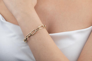  Hollow Chunky Link Bracelet 14K - Adina Eden's Jewels