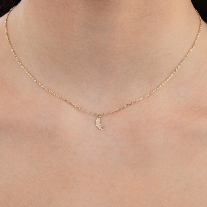  Dainty Solid Moon Necklace 14K - Adina Eden's Jewels