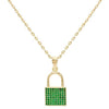Emerald Green CZ Lock Necklace - Adina Eden's Jewels