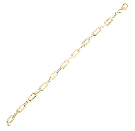 Gold Pavé Rectangular Link Bracelet - Adina Eden's Jewels