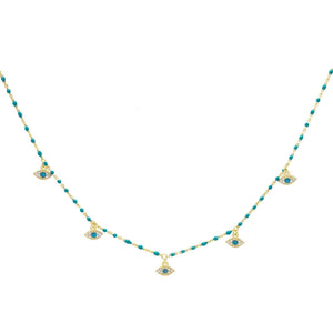 Turquoise Evil Eyes Necklace - Adina Eden's Jewels