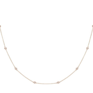 14K Rose Gold Diamond Bezel Chain Necklace 14K - Adina Eden's Jewels