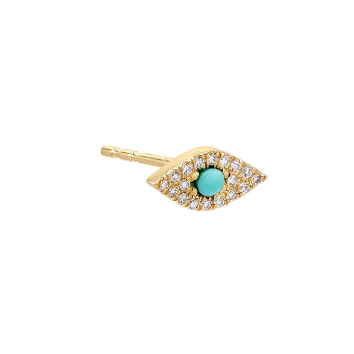 Turquoise / Single Turquoise Evil Eye Stud Earring 14K - Adina Eden's Jewels