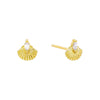 Gold Mini CZ Shell Stud Earring - Adina Eden's Jewels