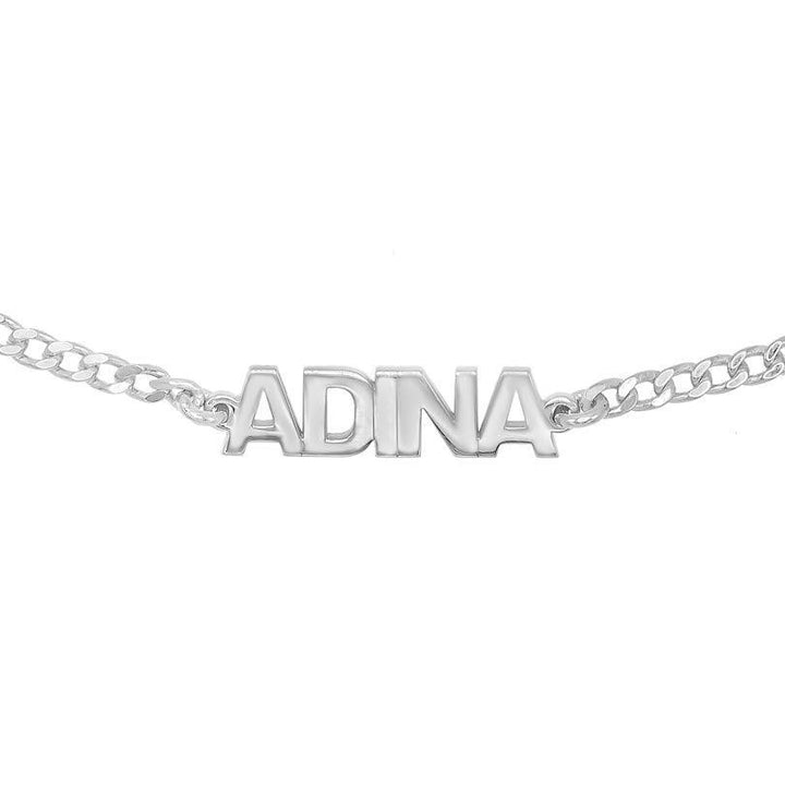 14K White Gold Mini Nameplate Bracelet 14K - Adina Eden's Jewels