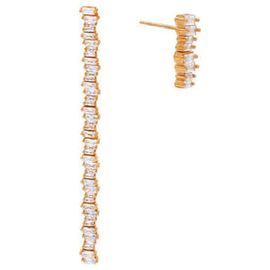 Gold Baguette Drop Stud Earring - Adina Eden's Jewels