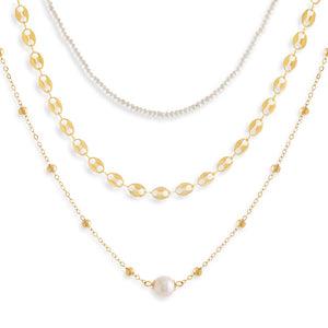 Gold Pearls & A Mariner Necklace Combo Set - Adina Eden's Jewels