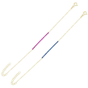 Magenta Thin Pavé Bar Bracelet Combo Set - Adina Eden's Jewels