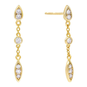 Gold Teardrop Chain Stud Earring - Adina Eden's Jewels