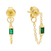 Emerald Green Stone Chain Stud Earring - Adina Eden's Jewels