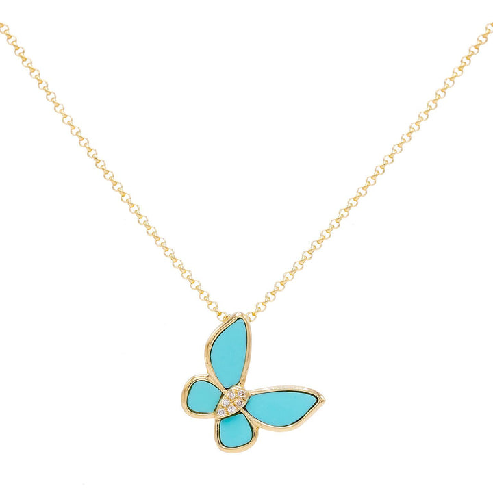 Turquoise Turquoise Butterfly Necklace 14K - Adina Eden's Jewels