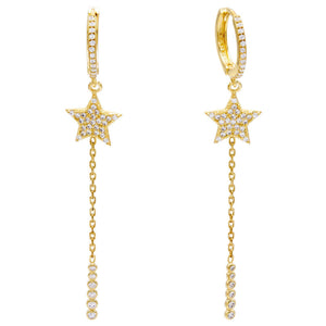 Gold Star Dangle Huggie Earring - Adina Eden's Jewels