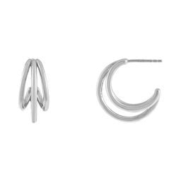 Silver Triple Row Hoop Earring - Adina Eden's Jewels