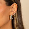  CZ Solitaire Elongated Oval Shape Huggie Earring - Adina Eden's Jewels