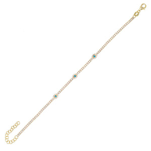 Turquoise Evil Eye Tennis Bracelet - Adina Eden's Jewels