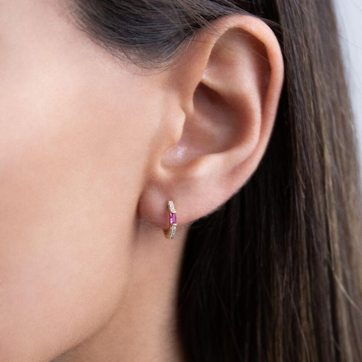 Colored Baguette Huggie Earring - Adina Eden's Jewels