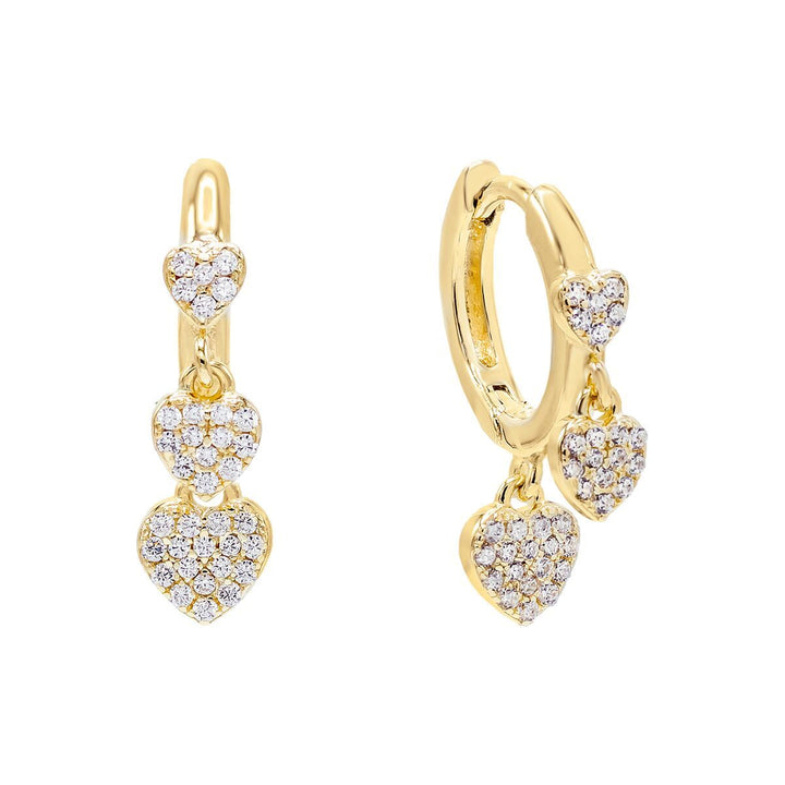 Gold Triple Heart Huggie Earring - Adina Eden's Jewels