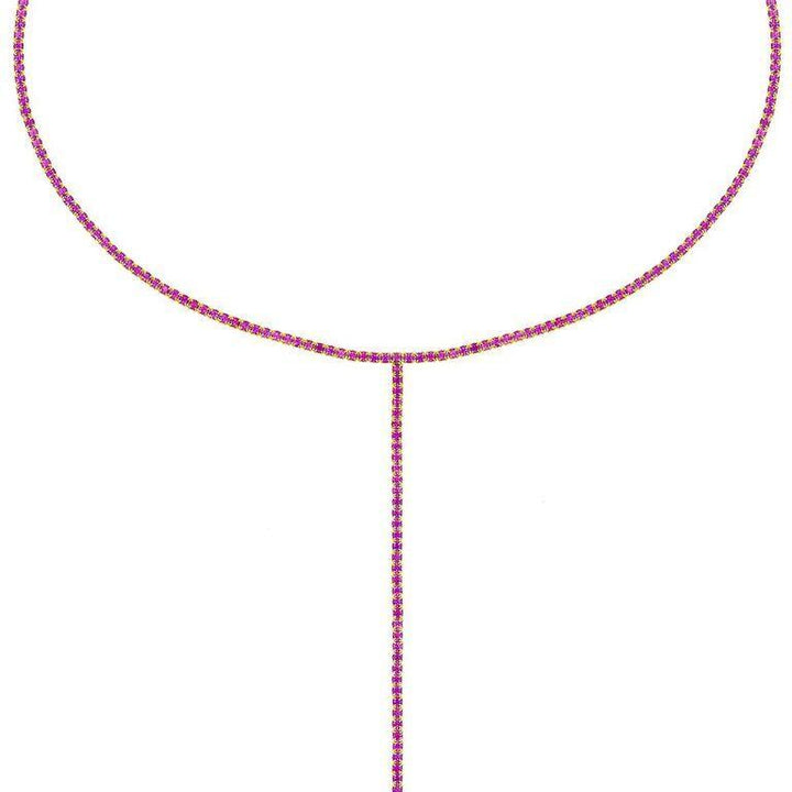 Pink and Gold Colored Tennis Lariat - Adina Eden's Jewels