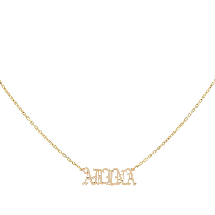 14K Gold Old English Nameplate Necklace 14K - Adina Eden's Jewels