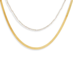Gold Pearled Liquid Gold Necklace Combo Set - Adina Eden's Jewels