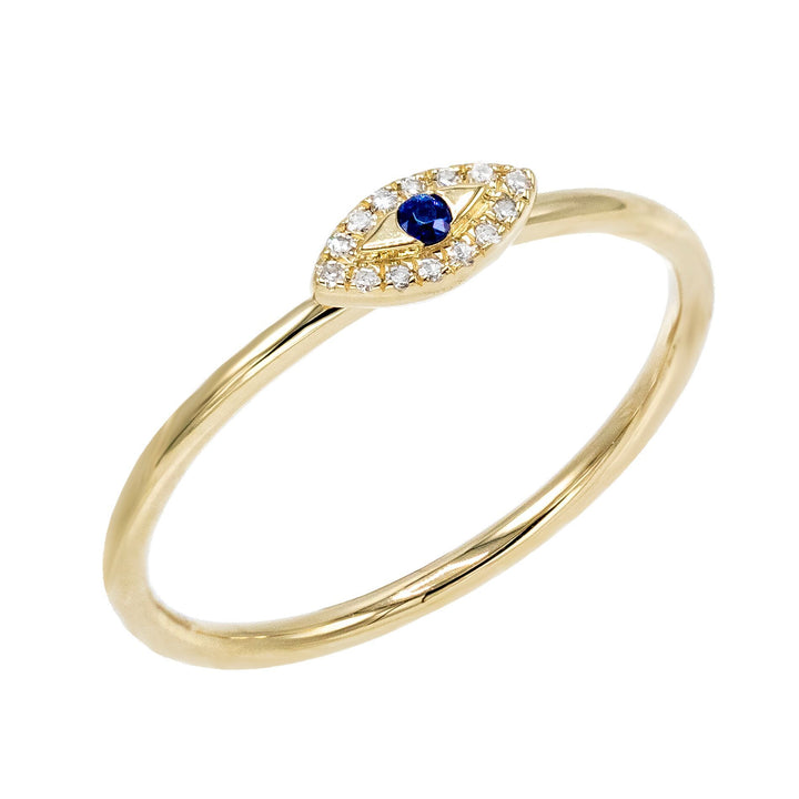 Sapphire Blue / 6.5 Diamond Evil Eye Ring 14K - Adina Eden's Jewels