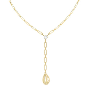 Gold Box Link Shell Lariat - Adina Eden's Jewels