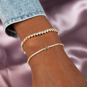  Solid Bubble Tennis Initial Bracelet - Adina Eden's Jewels