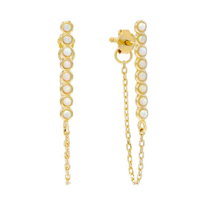 Opal Opal Bezel Chain Stud Earring - Adina Eden's Jewels