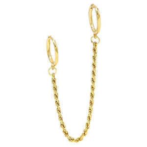 Gold / Single Rope Chain Huggie Earring - Adina Eden's Jewels