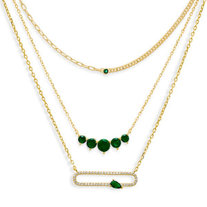 Emerald Green Green Team Necklace Combo Set - Adina Eden's Jewels