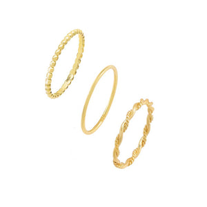 Gold / 5 Beaded & Twisted Ring Combo Set - Adina Eden's Jewels