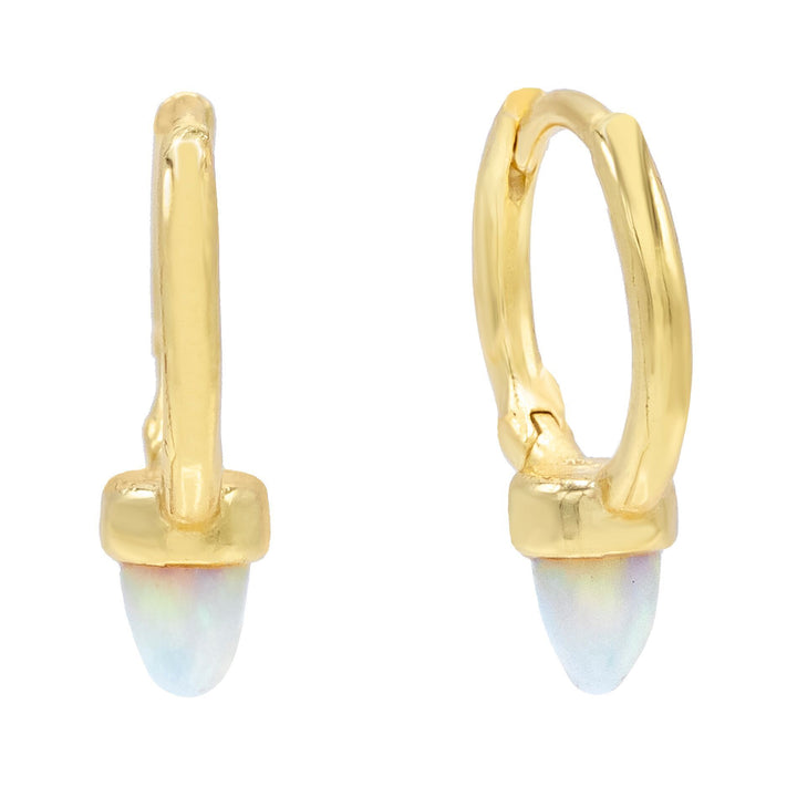 Gold Hanging Opal Huggie Earring - Adina Eden's Jewels