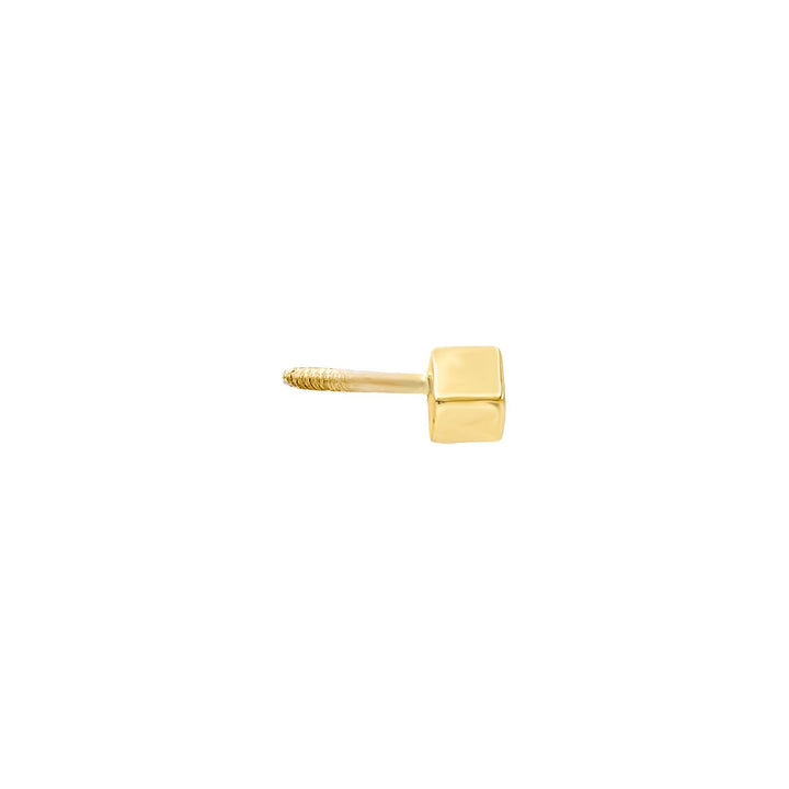 14K Gold / Single Cube Stud Earring 14K - Adina Eden's Jewels
