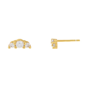 Gold Triple CZ Stud Earring - Adina Eden's Jewels