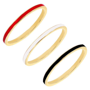 Combo / 5 Enamel Trio Ring Set - Adina Eden's Jewels