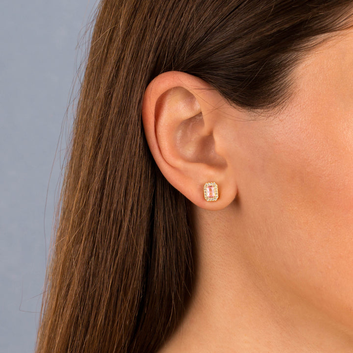  CZ Pink Illusion Baguette Stud Earring - Adina Eden's Jewels