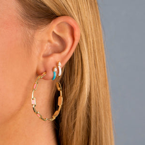  Enamel Chain Hoop Earring - Adina Eden's Jewels