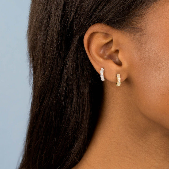 Wide Pavé Huggie Earring - Adina Eden's Jewels