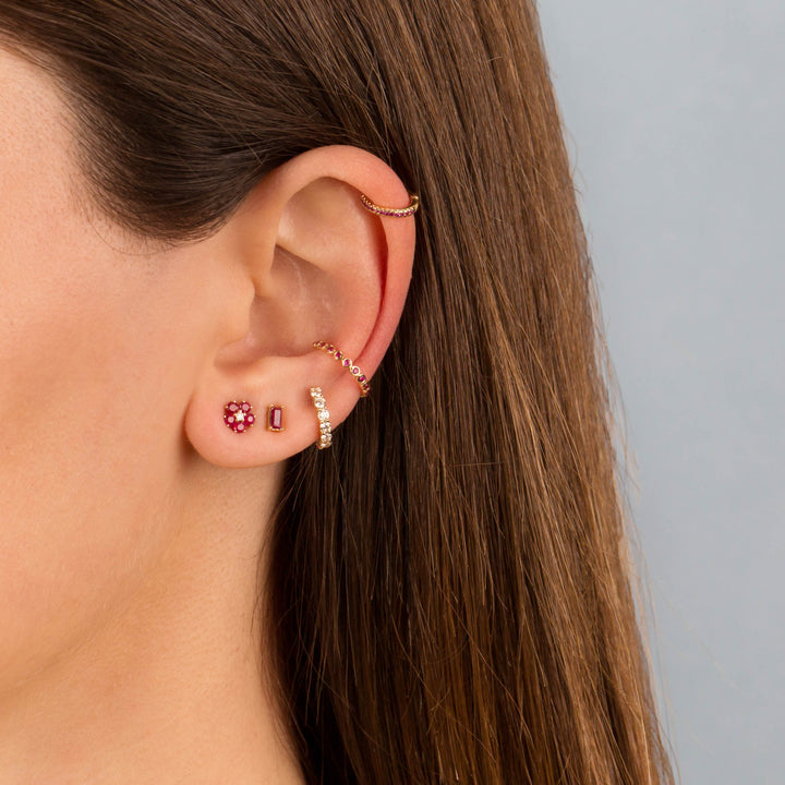  Colored Gemstone Baguette Stud Earring 14K - Adina Eden's Jewels