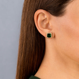  CZ Colored Illusion Square Stud Earring - Adina Eden's Jewels