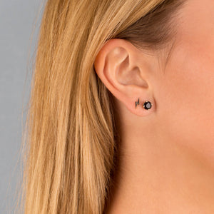  Diamond Onyx Lightning Bolt Stud Earring 14K - Adina Eden's Jewels