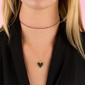  CZ Multi Color Heart Necklace - Adina Eden's Jewels