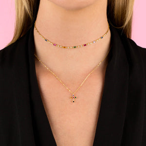  CZ Multi Color Baguette Choker - Adina Eden's Jewels
