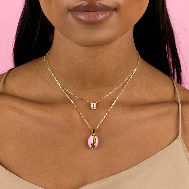  CZ Pink Illusion Baguette Necklace - Adina Eden's Jewels